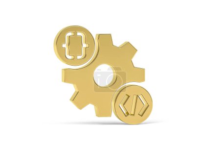 Photo for Golden 3d developer icon isolated on white background - 3D render - Royalty Free Image