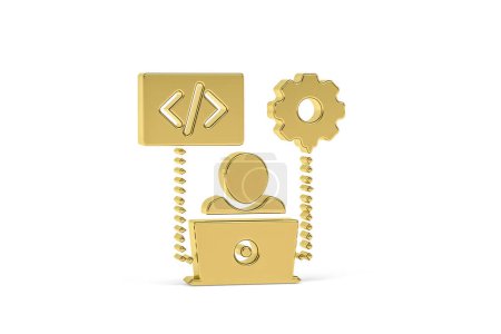Photo for Golden 3d developer icon isolated on white background - 3D render - Royalty Free Image