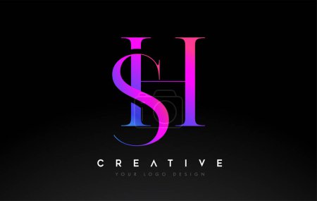 Diseño de letras HS SH logo logo icono concepto con fuente serif y estilo elegante clásico look vector ilustración.