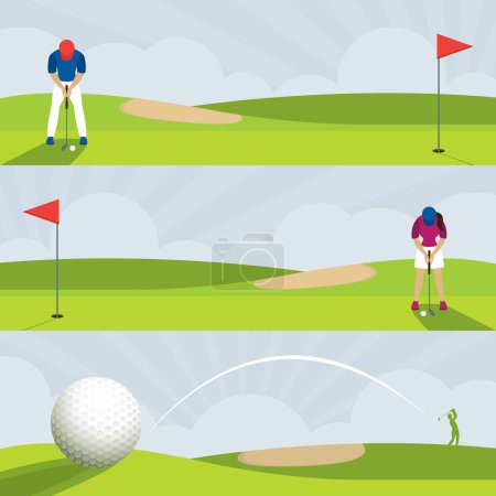 Illustration for Men and Women Putt, Swing - Royalty Free Image