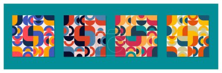 Ilustración de Fondo mural geométrico abstracto de color. Cartel creativo, papel pintado, cubierta, folleto, tarjeta, marca, embalaje, patrón. Diseño plano vector ilustración. - Imagen libre de derechos