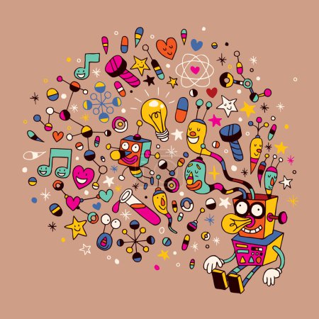 Ilustración de Robot de dibujos animados. Ilustración vectorial - Imagen libre de derechos