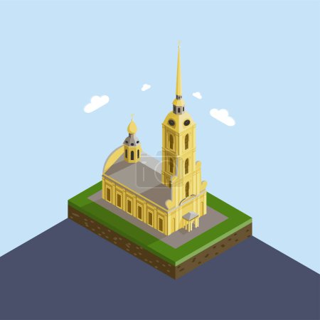 Ilustración de San Petersburgo Peter y Paul Fortaleza atracciones 3d ilustración isometría viaje isométrica ciudad vector cultura historia - Imagen libre de derechos