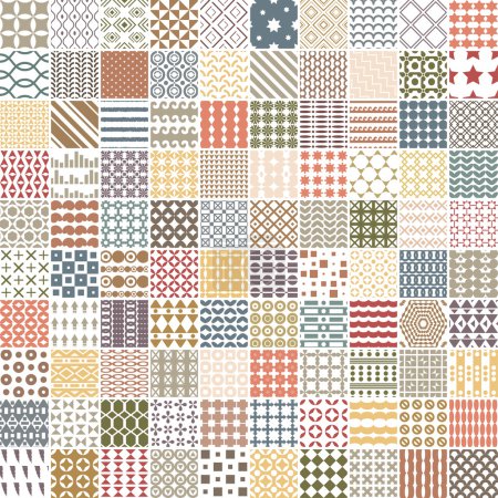 Illustration for 100 retro pattern. Vector pattern. Endless texture can be used for printing onto fabric, paper or scrap booking, wallpaper, pattern fills, web page background, surface texture. - Royalty Free Image