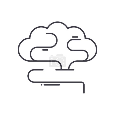Ilustración de Icono de idea de nube, ilustración aislada de línea delgada, signo de diseño web de vector lineal, símbolo de concepto de contorno con trazo editable sobre fondo blanco. - Imagen libre de derechos