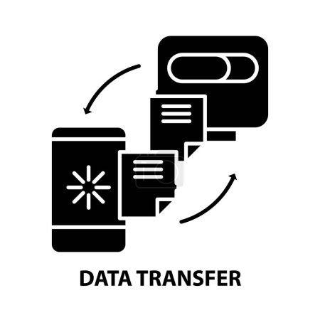 Ilustración de Icono de símbolo de transferencia de datos, signo de vector negro con trazos editables, ilustración de símbolo de concepto - Imagen libre de derechos
