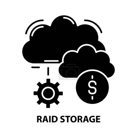 Ilustración de Icono de almacenamiento raid, signo de vector negro con trazos editables, ilustración de símbolo de concepto - Imagen libre de derechos
