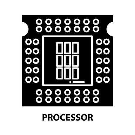 Ilustración de Icono del procesador, signo de vector negro con movimientos editables, ilustración de símbolo de concepto - Imagen libre de derechos