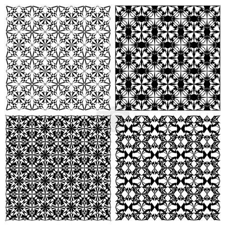 Ilustración de Conjunto de patrones de monolina geométrica simple en blanco y negro en estilo art deco - Imagen libre de derechos
