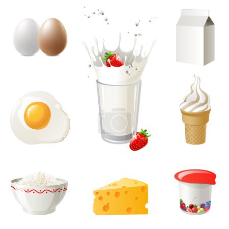 Illustration for Highly detailed milk products icons set - Royalty Free Image