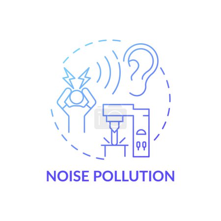 Ilustración de Icono del concepto de contaminación acústica. Preocupaciones de seguridad en el trabajo. Dañar sus órganos auditivos mientras trabaja. Idea de lugar de trabajo conveniente ilustración de línea delgada. Dibujo de color RGB de contorno aislado vectorial - Imagen libre de derechos