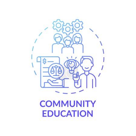 Ilustración de Icono del concepto de educación comunitaria. Categorías de servicios jurídicos. La educación comunitaria con respecto a las leyes gubernamentales idea delgada ilustración de línea. Dibujo de color RGB de contorno aislado vectorial - Imagen libre de derechos