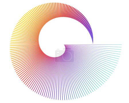 Ilustración de Elemento de diseño espiral arco iris abstracto sobre fondo blanco de líneas de giro. Ilustración vectorial eps 10 Relación dorada proporciones tradicionales icono vectorial espiral de Fibonacci. para tarjetas de visita elegantes - Imagen libre de derechos