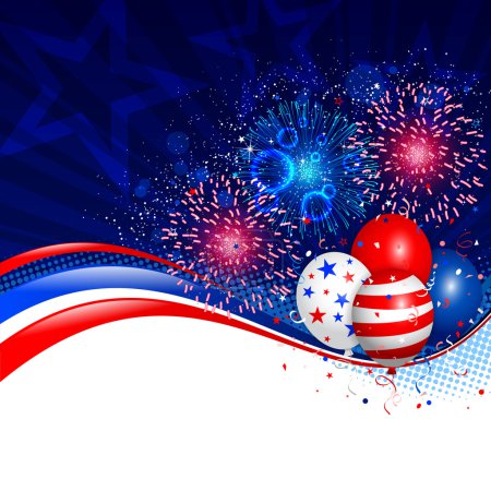 Illustration for Vector illustration of Fourth of july background. Used transparency and blending mode. Objects are layered. - Royalty Free Image