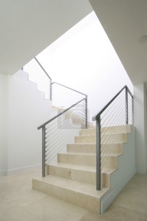 Photo for Blank stairways with steel railing - Royalty Free Image