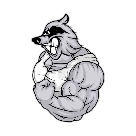 logo de mapache blanco y negro
