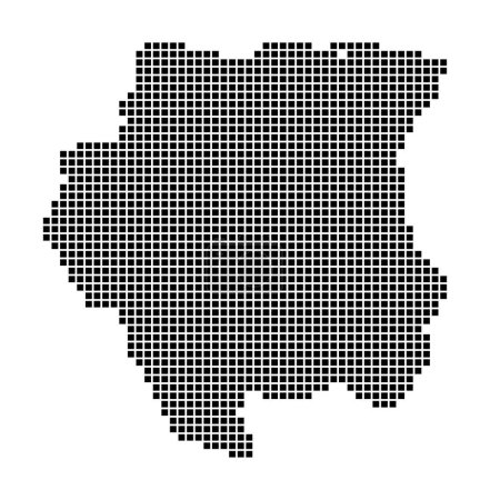 Ilustración de Mapa de Surinam. Mapa de Surinam en estilo punteado. Fronteras del país llenas de rectángulos para su diseño. Ilustración vectorial. - Imagen libre de derechos