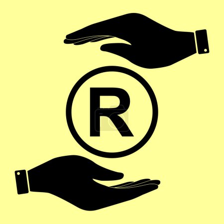 Ilustración de Signo de marca registrada. Guardar o proteger el símbolo con las manos - Imagen libre de derechos