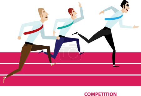 Illustration for Competition between three businessmen. Vector illustration - Royalty Free Image