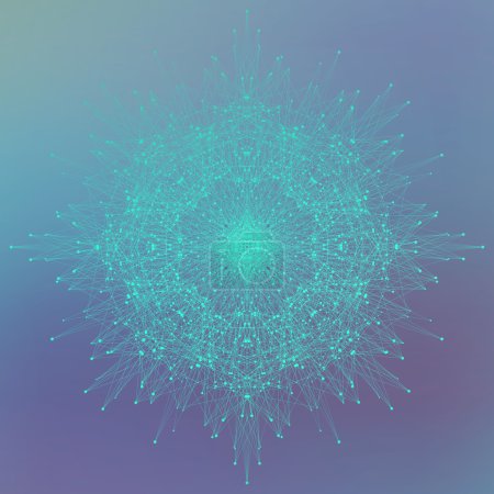 Molécula de fondo abstracto geométrico y comunicación. Ilustración vectorial
