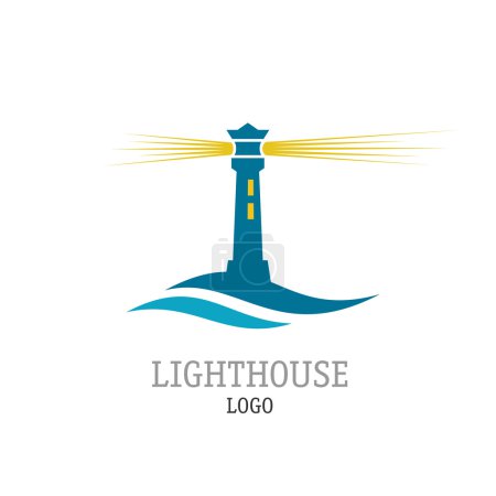 Photo for Lighthouse with waves simple vector logo - Royalty Free Image