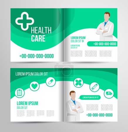 Healthcare brochure for clinic with doctors