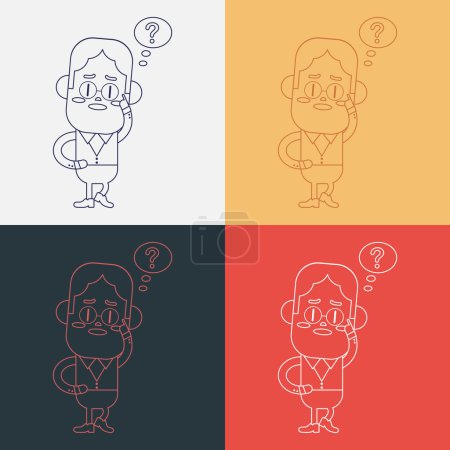 Ilustración de Diseño de ilustración de caracteres. Empresario teniendo pregunta de dibujos animados, eps - Imagen libre de derechos