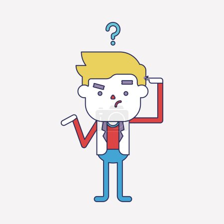 Ilustración de Diseño de ilustración de caracteres. Empresario teniendo pregunta de dibujos animados - Imagen libre de derechos