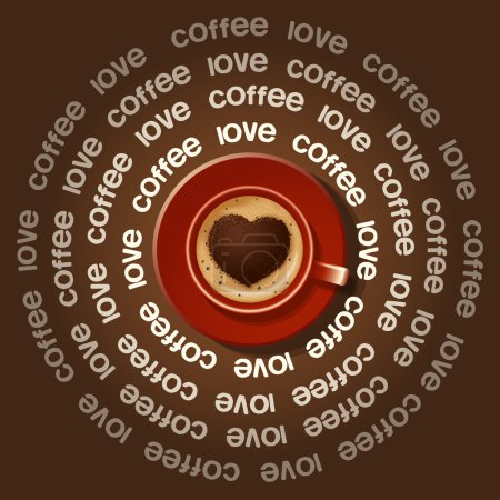 taza roja de corazón en Cappuccino
