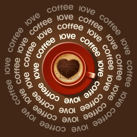 Illustration for Red cup of  heart in Cappuccino - Royalty Free Image