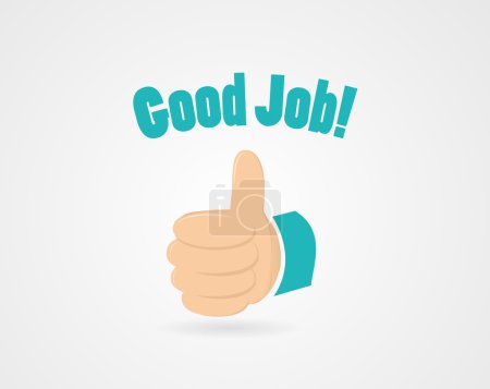 Illustration for Simple encouraging illustration - contains words "good job" and thumb up - Royalty Free Image