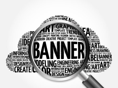 Photo for BANNER word cloud with magnifying glass, business concept - Royalty Free Image