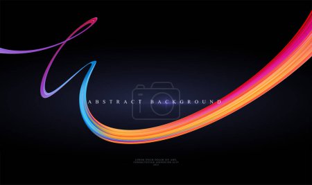 Ilustración de Moderno trending fondo negro abstracto con cinta curvada a todo color brillante de pintura líquida. Plantilla para presentación de diseño, volante, tarjeta, página web. Ilustración vectorial EPS10 - Imagen libre de derechos