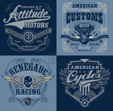 Conjunto gráfico camiseta emblema del automovilismo Vintage
