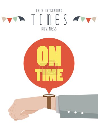 Illustration for Vector illustration hand with a watch, Business Times (White Background) - Royalty Free Image