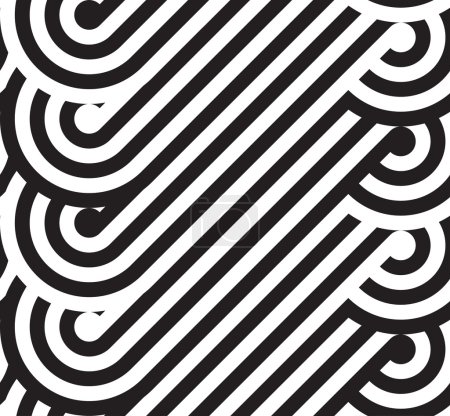 Illustration for Abstract striped textured geometric seamless pattern. Vector. - Royalty Free Image