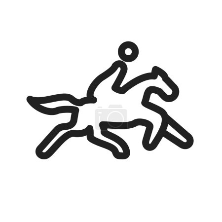 Ilustración de Caballo jinete, pony, montar a caballo, imagen vector icono de la raza. También se puede utilizar para deportes, fitness, recreación. Adecuado para aplicaciones web, aplicaciones móviles y medios impresos - Imagen libre de derechos