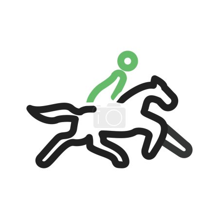 Ilustración de Caballo jinete, pony, montar a caballo, imagen vector icono de la raza. También se puede utilizar para deportes, fitness, recreación. Adecuado para aplicaciones web, aplicaciones móviles y medios impresos - Imagen libre de derechos