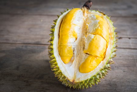 Photo for Close up of peeled Durian.By placing the components on the wood board. - Royalty Free Image