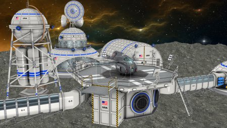 rendu 3D 3D d'une station spatiale 