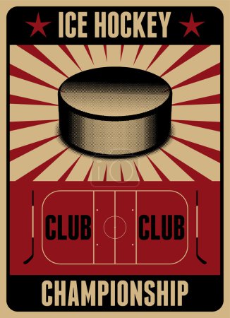 Ice Hockey typographical vintage style poster. Retro vector illustration.