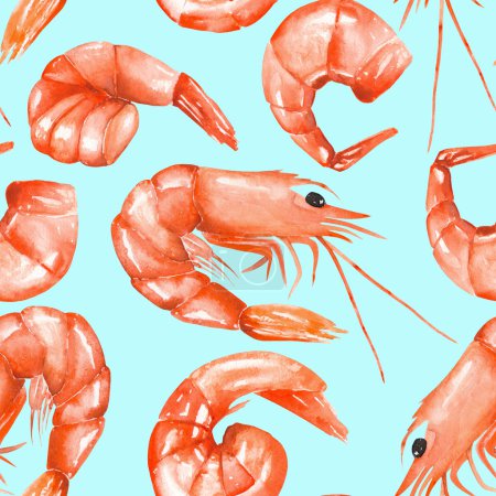 Un patrón sin costuras con los camarones acuarela
