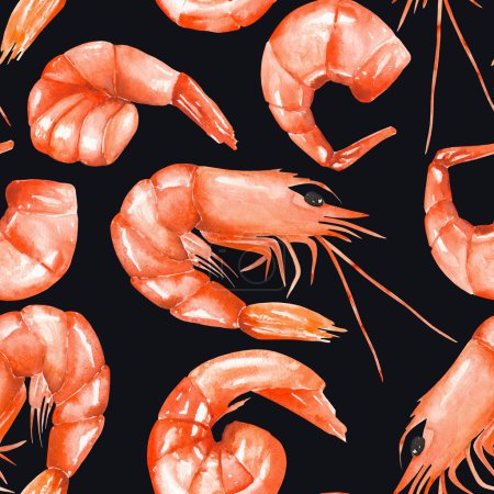 Un patrón sin costuras con los camarones acuarela
