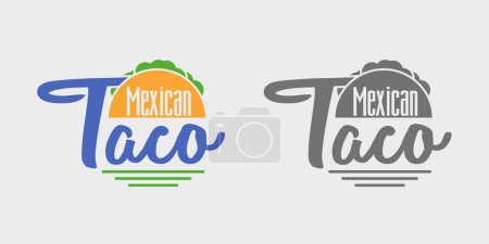 Taco icono o concepto de logotipo. Vector gris oscuro e icono de color sobre fondo gris claro
 