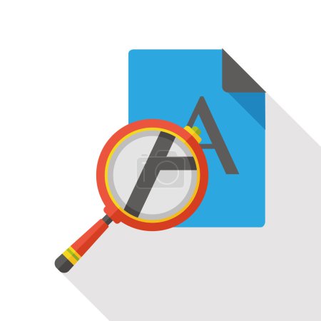 Illustration for Search paper information flat icon - Royalty Free Image