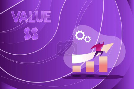 Photo for Text caption presenting Value Dolar, Business concept the worth of the process id of the currently running process Colorful Image Displaying Progress, Abstract Leading And Moving Forward - Royalty Free Image