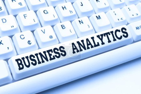 Photo for Hand writing sign Business Analytics, Concept meaning methodical exploration of an organization s is data Internet Browsing And Online Research Study Typing Your Ideas - Royalty Free Image