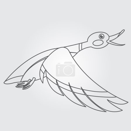 Dessin de contour d'icône volant canard sauvage .