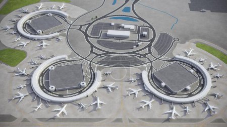 Aeropuerto Internacional de Kansas City - Modelo 3D de representación aérea