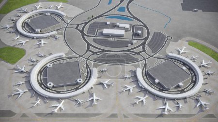 Photo for Kansas City International Airport - 3D model aerial rendering - Royalty Free Image